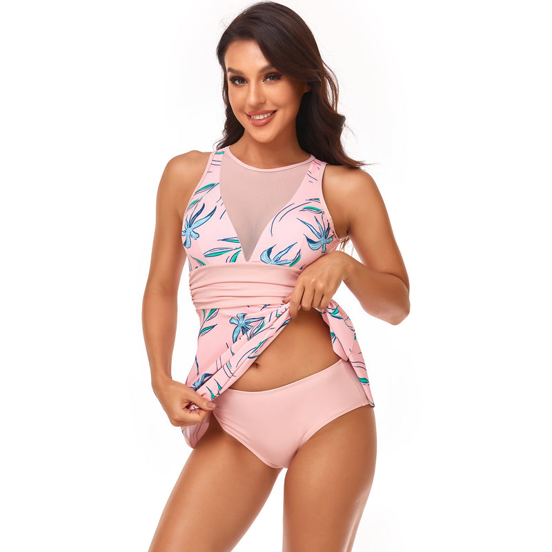 Printed Fashion Mesh Tankini Sets Swimsuit Wholesale Womens Swimwear