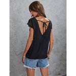 Summer V-Neck Lace Short-Sleeved T-Shirt Wholesale Womens Tops