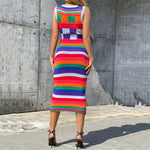 Colorblock Sleeveless Bodycon Knit Tank Dress Wholesale Dresses