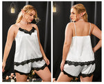 Satin Pajama Sets Curvy Lace Camisole & Shorts Wholesale Plus Size Clothing