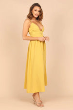 Simple Solid Color Low-Cut Suspenders Hollow Pleated Dress Wholesale Dresses