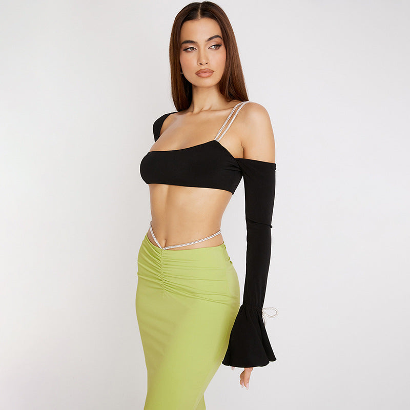 Off Shoulder Women Sling Ultra-Short Shirts Wholesale Crop Tops