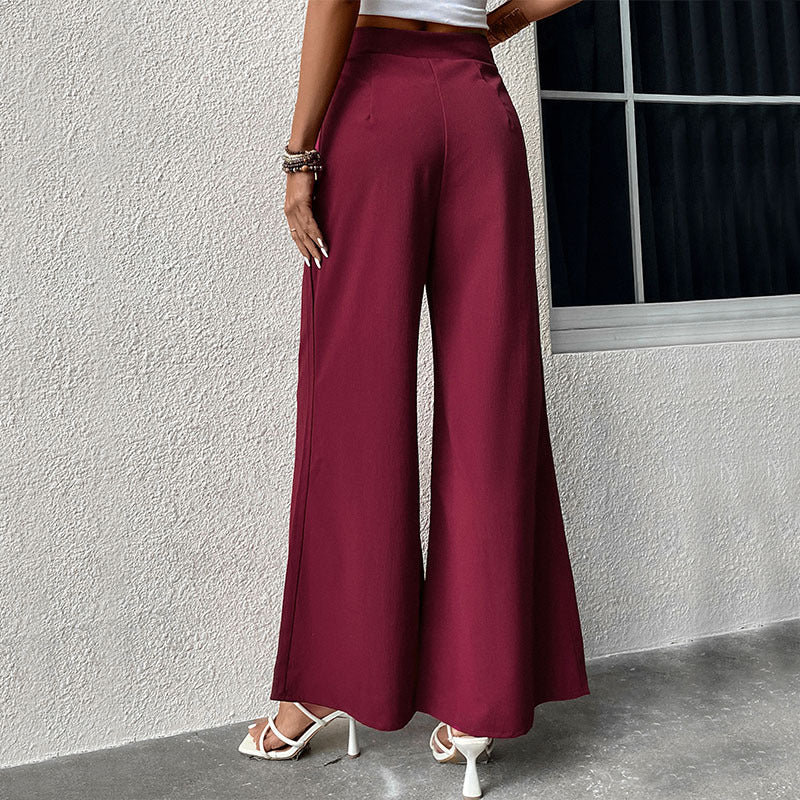 Lace-Up High Waist Wide-Leg Trousers Wholesale Women Pants