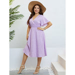 Wholesale Plus Size Clothing Casual Short-Sleeved V-Neck A-Line Dress