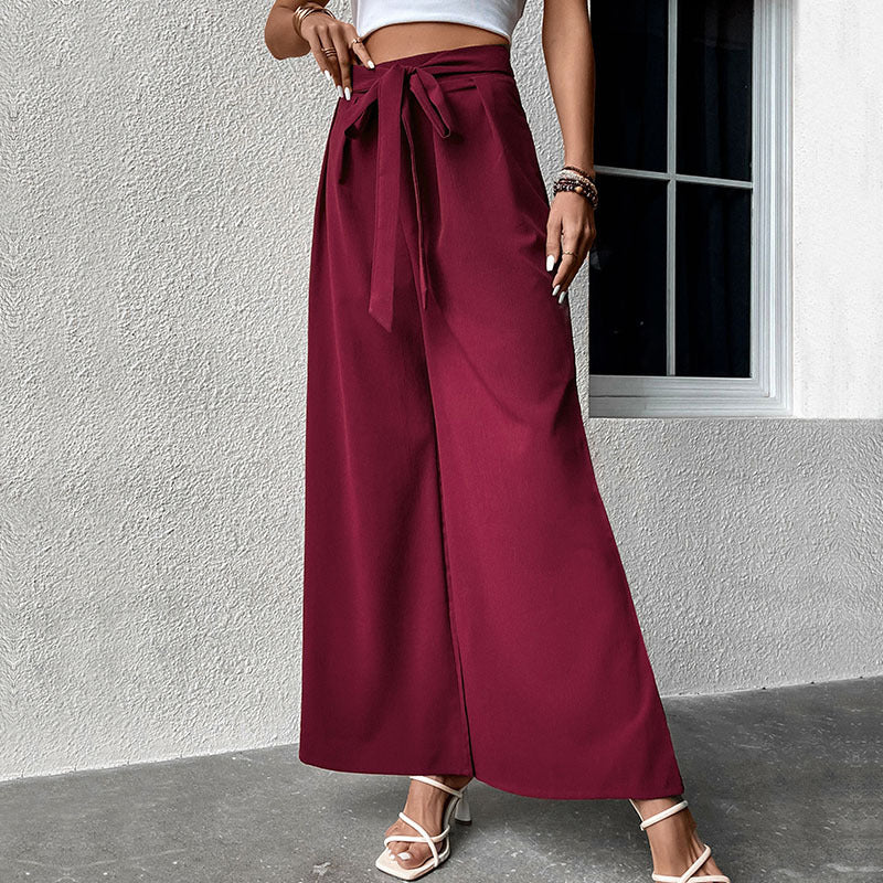 Lace-Up High Waist Wide-Leg Trousers Wholesale Women Pants