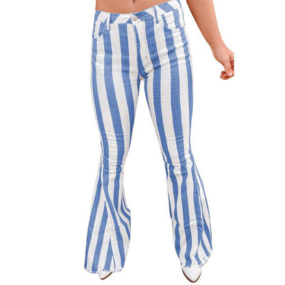 Fashion Striped Slim Fringe Flared Wholesale Pants