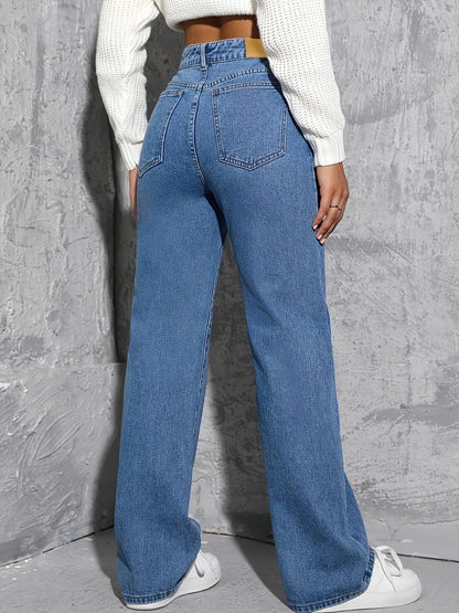 Casual High-Waisted Denim Straight-Legged Pants Wholesale Jeans