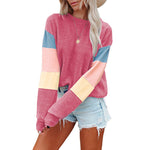 Casual Contrast Color Long Sleeve Round Neck Wholesale Sweatshirt