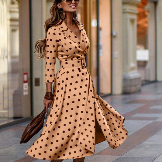 Fashion Long Sleeve Polka Dot Slim Elegant Dress Wholesale Dresses