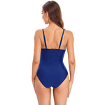 Solid Color Mesh Stitching Triangle Strap One-Piece Swimsuit Wholesale Women'S Clothing