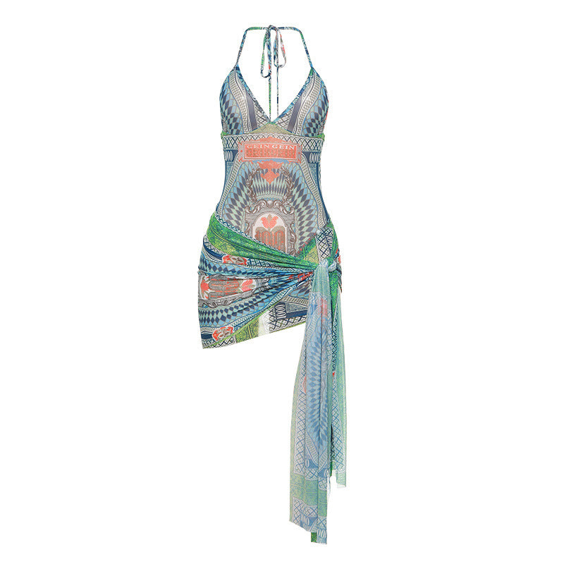 Mesh See-Through Hollow Bodysuit & Wrap Skirt Wholesale Women'S 2 Piece Sets