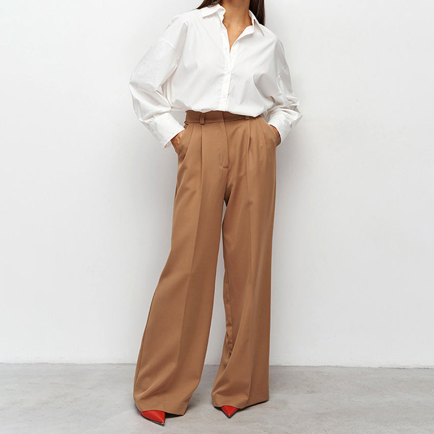 Casual Drape Commuting High Waist Loose Wide Leg Pants Wholesale Women'S Bottom