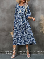 Flowy Printed Half-Sleeve Loose Bohemian Dress Wholesale Dresses