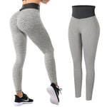 High Waist Gym Leggings Honeycomb Jacquard Peach Hip Yoga Pants Slim Fit Elastic High Waist Fitness