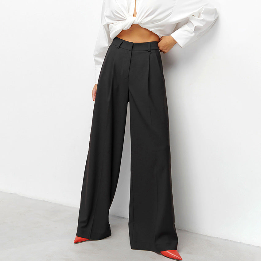 Casual Drape Commuting High Waist Loose Wide Leg Pants Wholesale Women'S Bottom