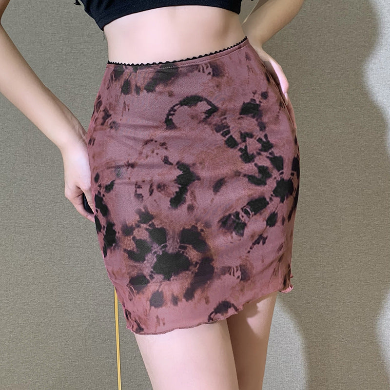 Sexy Mesh Printing Mini A-Line Bodycon Wholesale Skirts