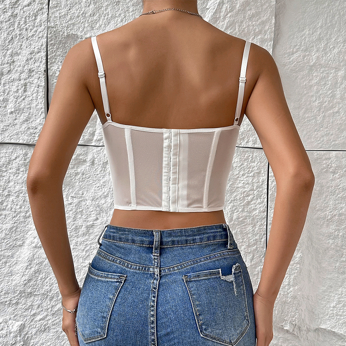 Underwire Herringbone Buckle Diamond Lace Sling Crop Tops Wholesale Women'S Tops