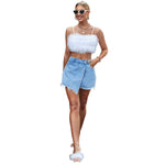 Fashion Slim A-Line Jeans Shorts Casual High Waist Solid Color Irregular Wholesale Denim Shorts