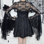Gothic Punk Dark Style Lace Waistcoat Sexy Bell Sleeve Cardigan Wholesale Womens Tops