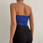 Sexy V-Neck Chain Strap Tube Top Solid Color Backless Wholesale Crop Tops