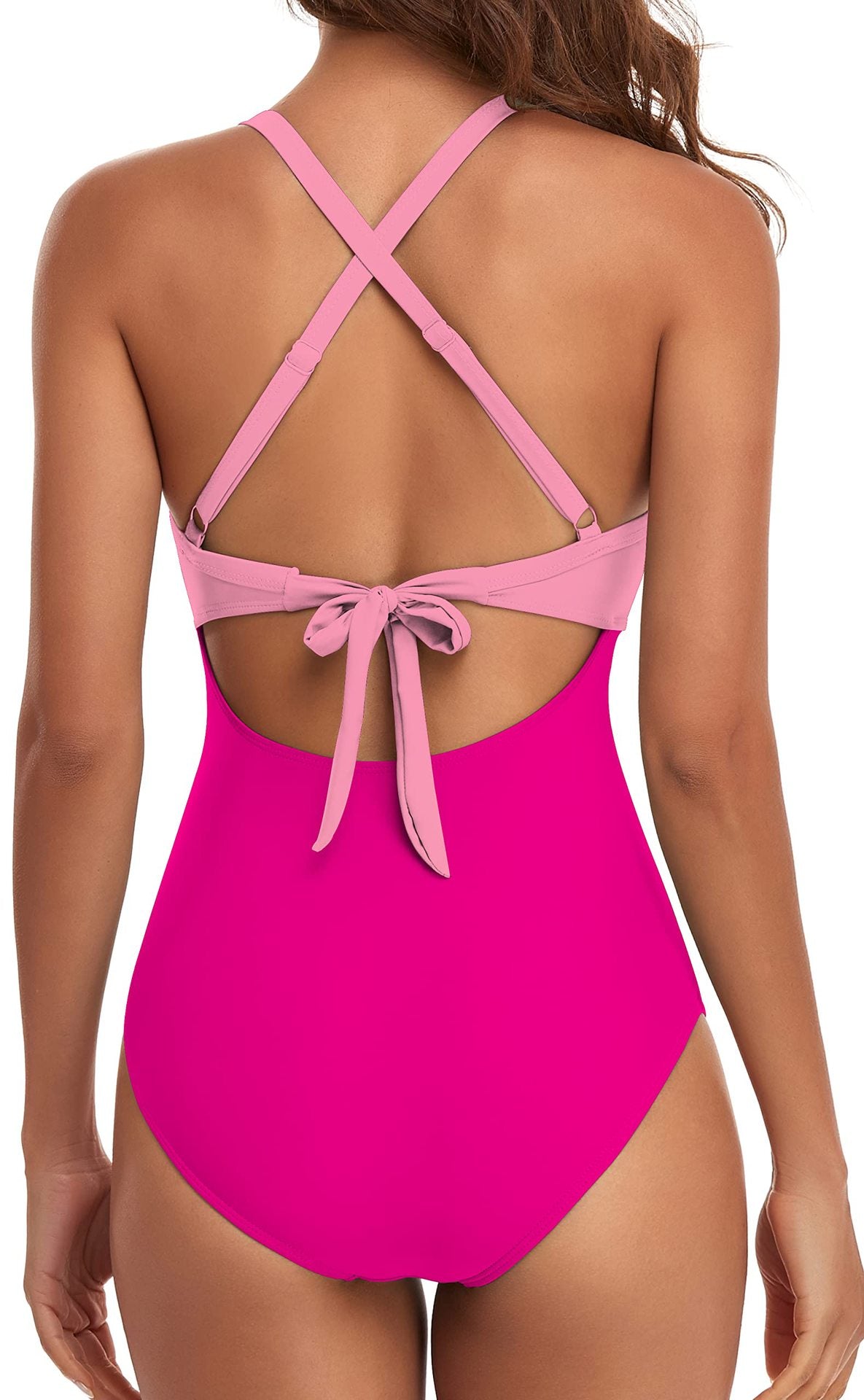 Stitching Sexy Hollow Cross Sling Triangle One-Piece Swimsuit Wholesale Women'S Clothing