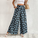 High-Waisted Wide-Leg Draped Printed All-Match Trousers Wholesale Women'S Bottoms