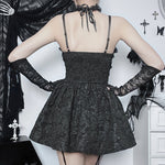 Dark Black Slim Rose Lace Stitching Vintage Suspender Dress Wholesale Dresses
