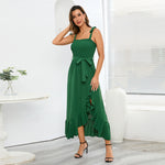 Sexy Slimming Wrapped Chest Strap Slit Ruffle Wrap Dress Wholesale Maxi Dresses