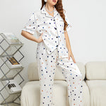 Heart Print Short Sleeve Shirts & Trousers Homewear Curvy Pajamas Sets Wholesale Plus Size Clothing