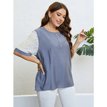 Wholesale Women'S Plus Size Clothing Color Matching Casual Short-Sleeved Top