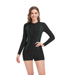 Sun Protection Long Sleeve Zip Boxer One-Piece Swimsuit Wholesale Women'S Clothing