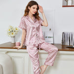 Summer Leopard Print Short-Sleeved Shirts & Trousers Homewear Pajamas Sets Wholesale Loungewear