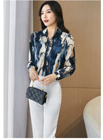 Printed Long Sleeve Blouse Curve Women Shirt Tops Wholesale Plus Size Clothing