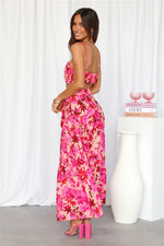Floral Print Spaghetti-Strap Camisole & Maxi Skirts Wholesale Women'S 2 Piece Sets