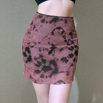 Sexy Mesh Printing Mini A-Line Bodycon Wholesale Skirts