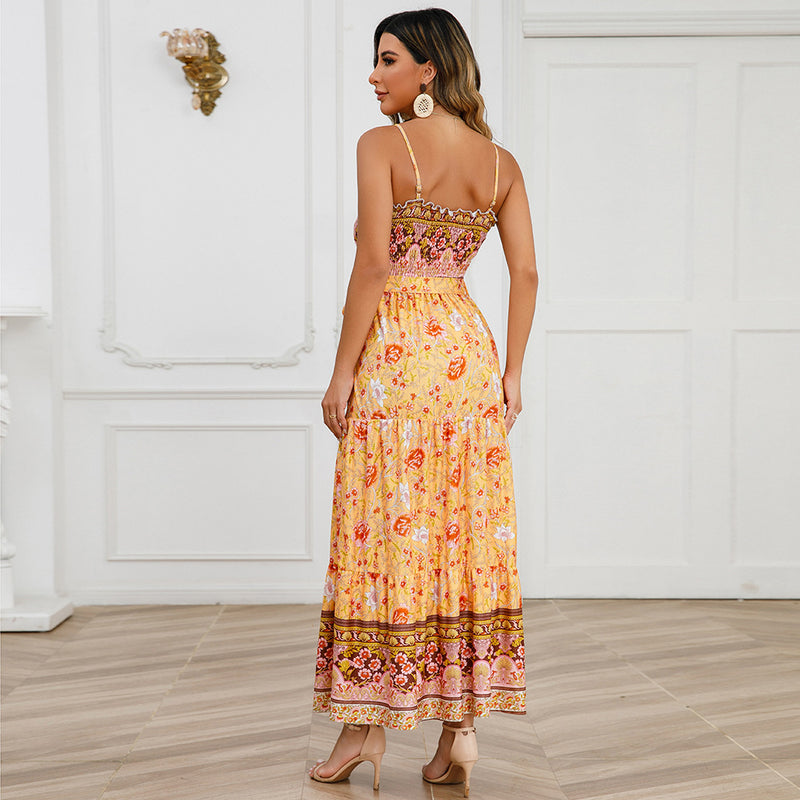 Ruched-Panel Off-The-Shoulder Strappy Bohemian Dress Wholesale Dresses