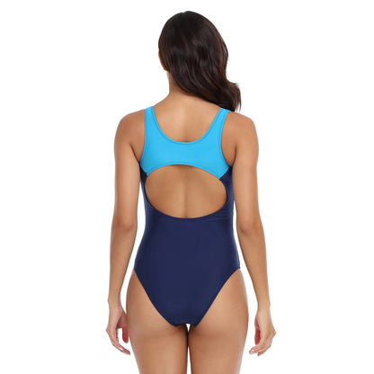 Stitching Contrast Color Cutout Diving Competitive One-Piece Swimsuit Wholesale Women'S Clothing