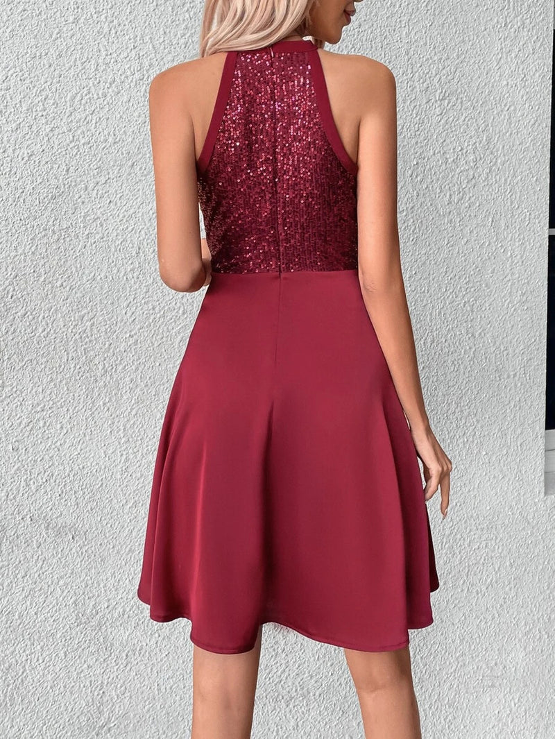 Sequin Stitching Sleeveless Slim Fashion Party Dress Wholesale Dresses