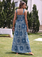 Fashion Print Lace-Up Slip Dress Wholesale Maxi Dresses