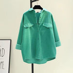 Thickened Double Pocket Mid-Length Corduroy Cardigan Wholesale Womens Tops