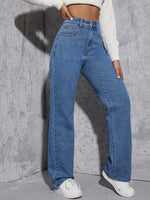 Casual High-Waisted Denim Straight-Legged Pants Wholesale Jeans