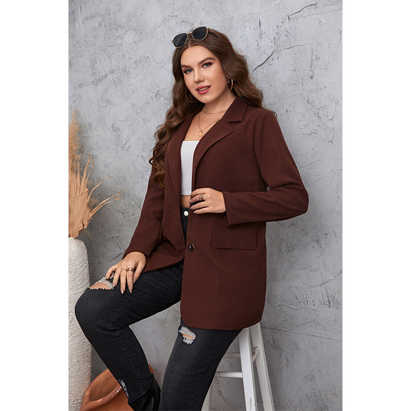 Wholesale Women'S Plus Size Clothing Casual Slim Commuter Long Sleeve Solid Color Blazer