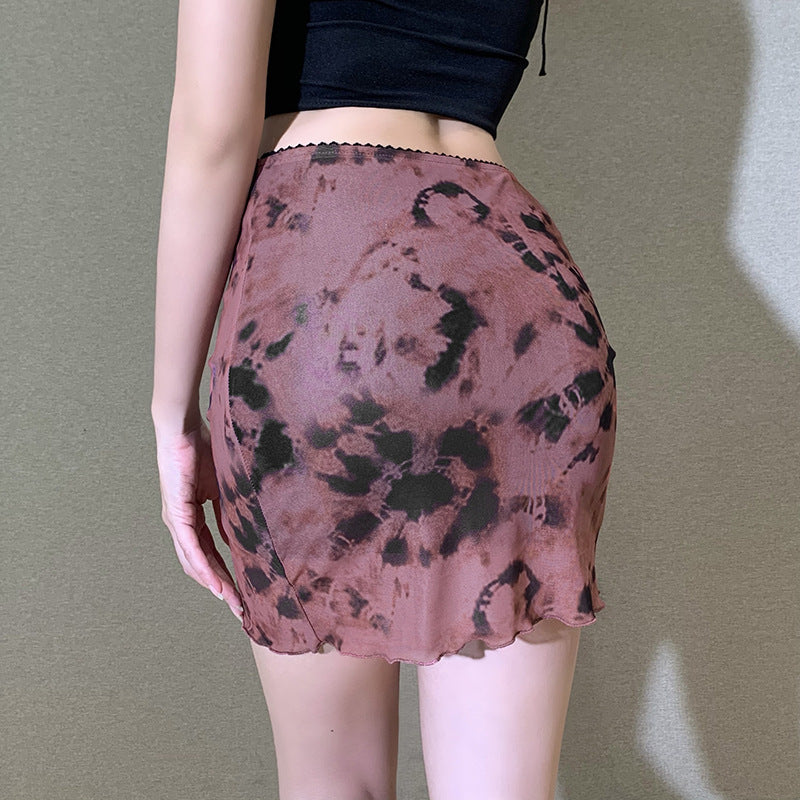 Sexy Mesh Printing Mini A-Line Bodycon Wholesale Skirts