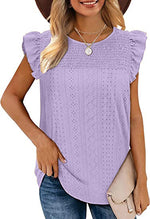 Flying Sleeves Pleated Round Neck Tank Top Wholesale Womens Tops