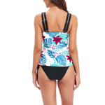 Floral Print Sexy V-Neck Side Drawstring Split Swimsuit Wholesale Womens Swimwear