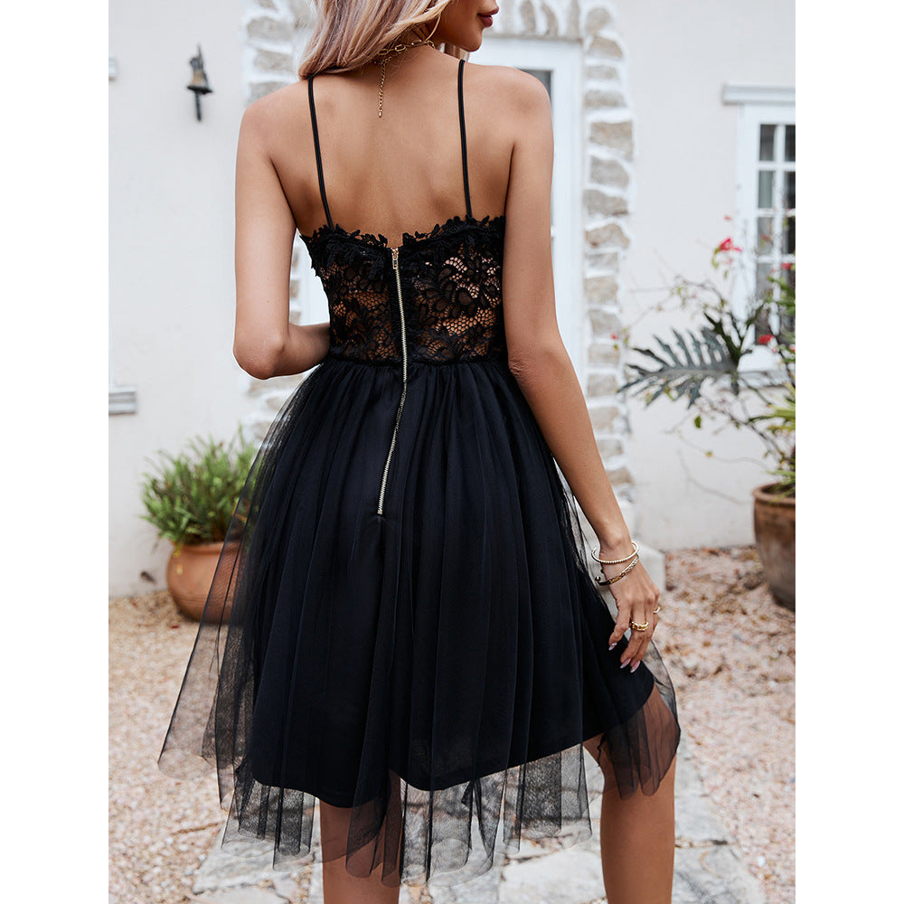 Sexy Lace Mesh Suspender Party Sling Dress Wholesale Dresses