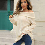 Sexy Off-Shoulder Loose Solid Color Long Sleeve Wholesale Sweaters