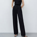 High Waist Drooping Straight Black Trousers Wholesale Pants