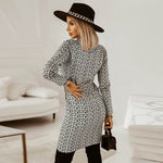 Fashion Long Sleeve Slim Fit Button Knit Dress Wholesale Bodycon Dresses