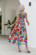 V-Neck Floral Sleeveless Strappy Elegant Stylish Dress Wholesale Dresses